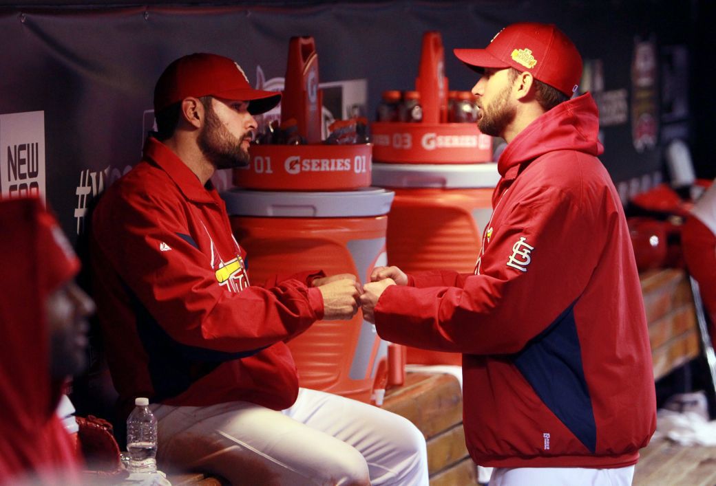 Adam Wainwright and Jaime Garcia during 2011 World Series